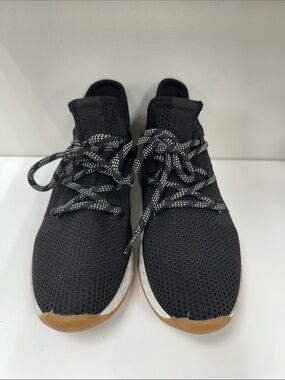 Men's Black Knit Lace-Up Sneakers with Gum Sole
